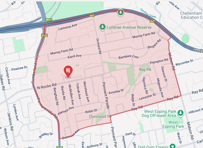 Map of the school catchment area for enrolment