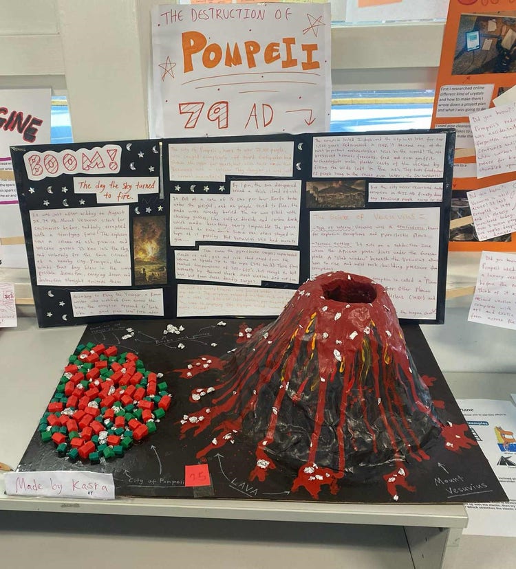 Student science project of a volcano