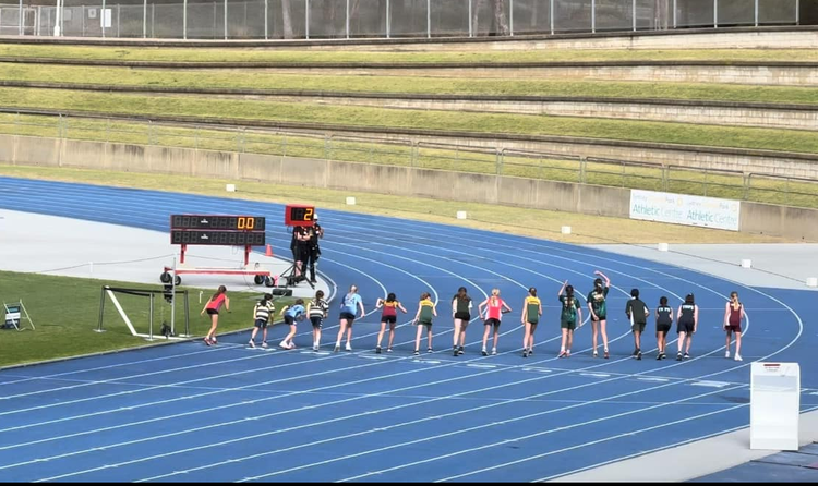 Students ready to begin their race at Sydney Olympic Park Athletics Centre.